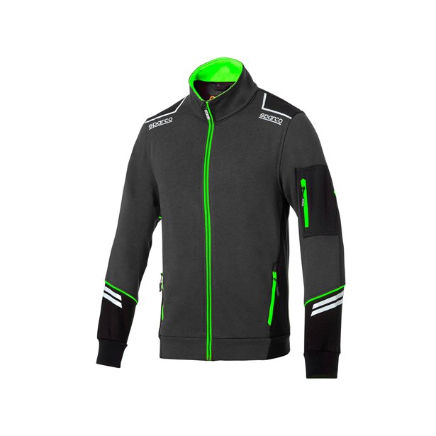 02429-Grigio Scuro/Verde Fluo-XS - FULL ZIP TECH ALABAMA - Abbigliamento - 1