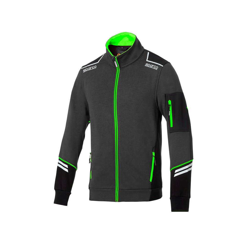 02429-Grigio Scuro/Verde Fluo-XS - FULL ZIP TECH ALABAMA - Abbigliamento - 1